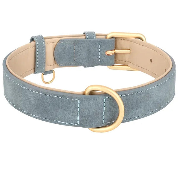 Durable Leather Dog Collar with Soft Padding